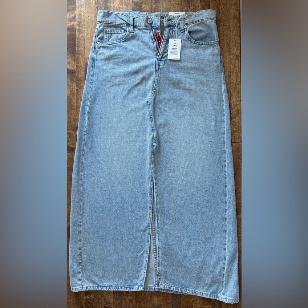 Lucky Brand High Rise Denim Midi Skirt | Front Slit | Women’s Size 27/4